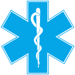 Blue staff of life medical symbol.